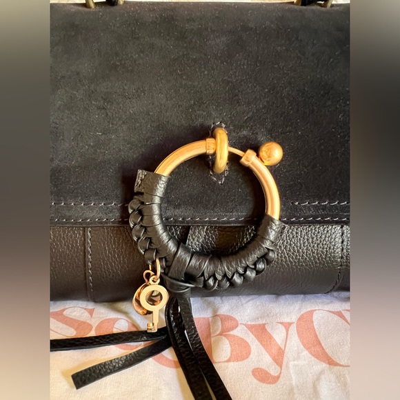 SEE BY CHLOE Joan Ladylike leather top handle shoulder + Dust bag - BLACK NWT - Picture 7 of 16